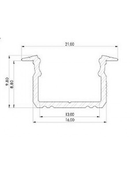 AGATA-09-INC Recessed Anodized profile (AL12-GLG2-AS-2020)