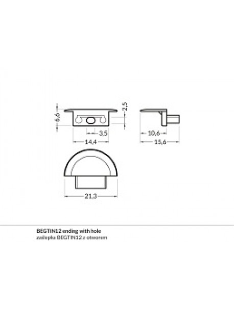 BEGTIN12 ending silver with hole (2 Pcs)