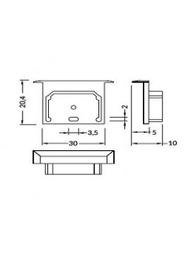 LINEA-IN20 ending with hole silver two-piece pack