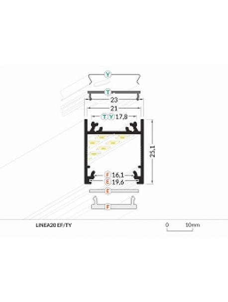 LINEA20 Profilo anodizzato nero (2 Metri)