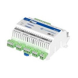 RAC18-IP Controllore liberamente programmabile con 4UI, 4DI, 5DO, 3AO, 2TO, 1xRS485, 1xUSB e 2 porte Ethernet protette. Alimentazione 24 V AC/DC